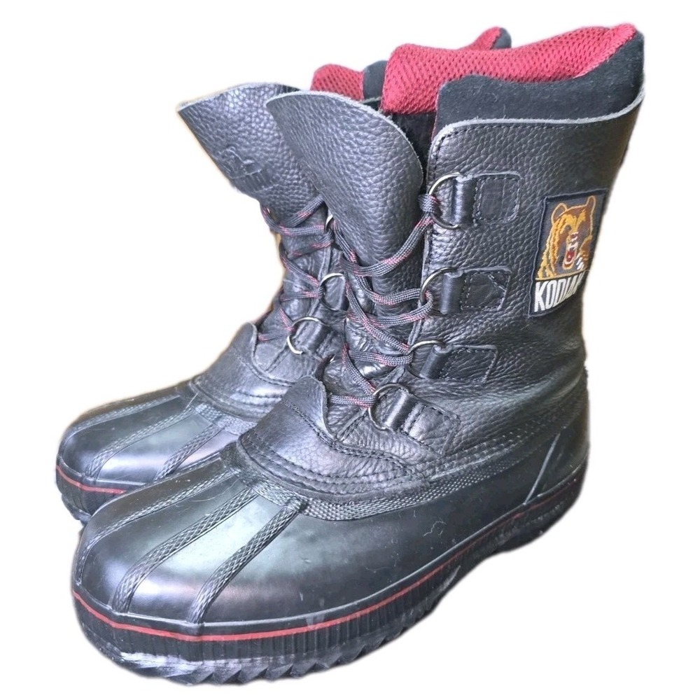 Kodiak Canada's Boot Mens Black Leather Rubber Winter Snow Duck Boots Lug Sole